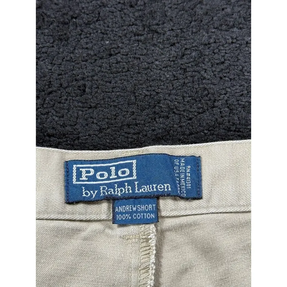 VINTAGE Polo Ralph Lauren Shorts Mens 40x6 Tan Chino Andrew Short Cotton Beach